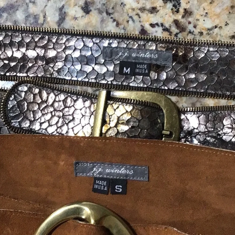 JJ Winters Brown Suede and Gold Leather Belt Bundle - Small & Med